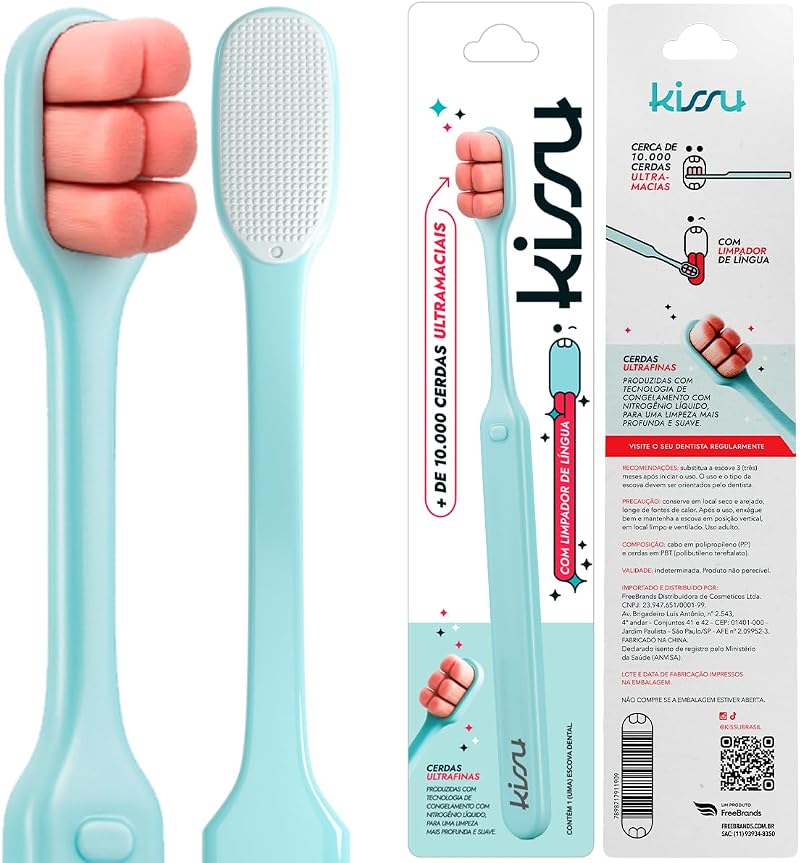 Frete Grátis Kissu Escova de Dente Ultra Macia Azul Claro