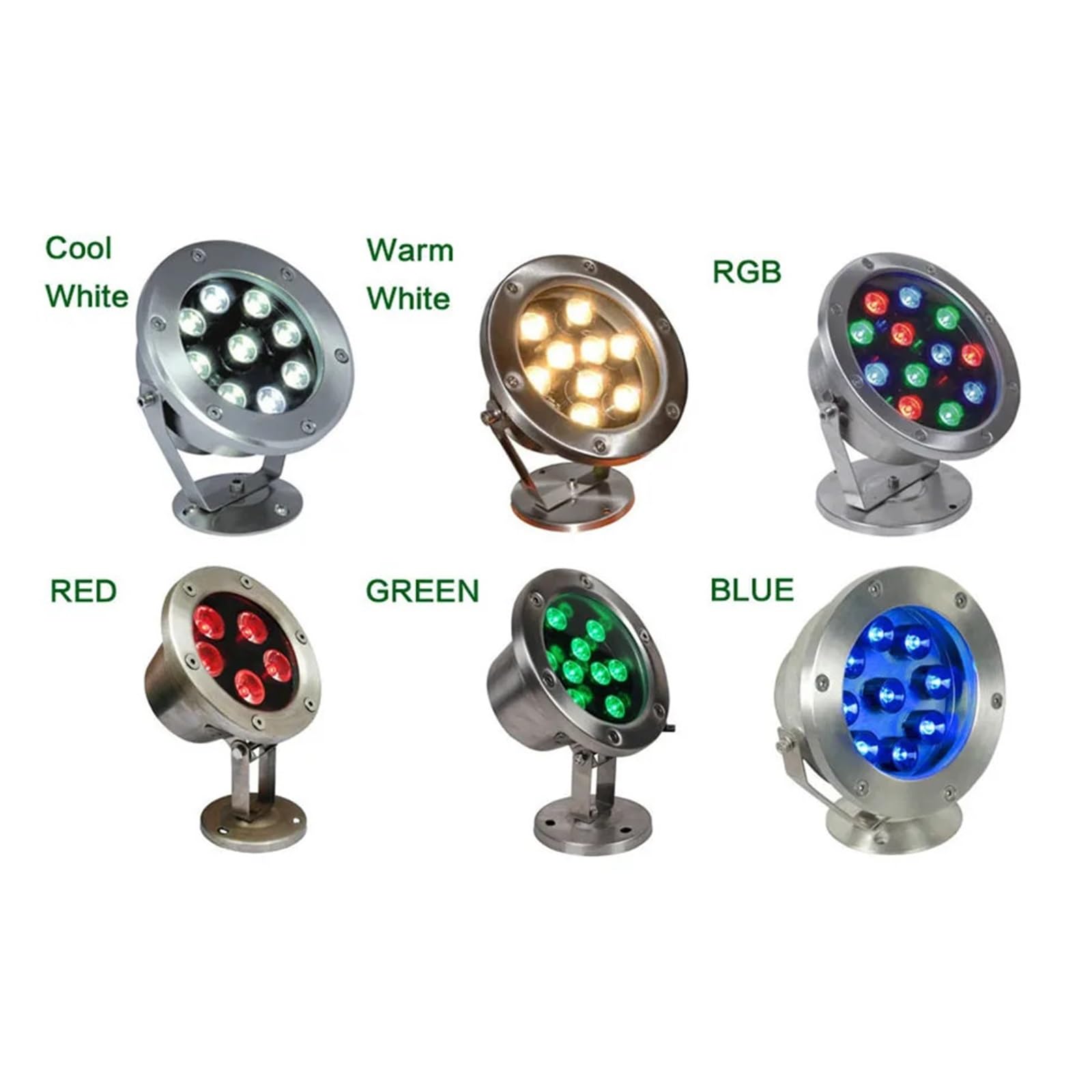 6 W/12 W/18 W/24 W/36 W LED Lampa Światła Pochowanego Czerwony Zielony Niebieski IP68 Podwodne Akwarium Basen Światło Punktowe RGB Oświetlenie krajobrazu(Cold White,18W)