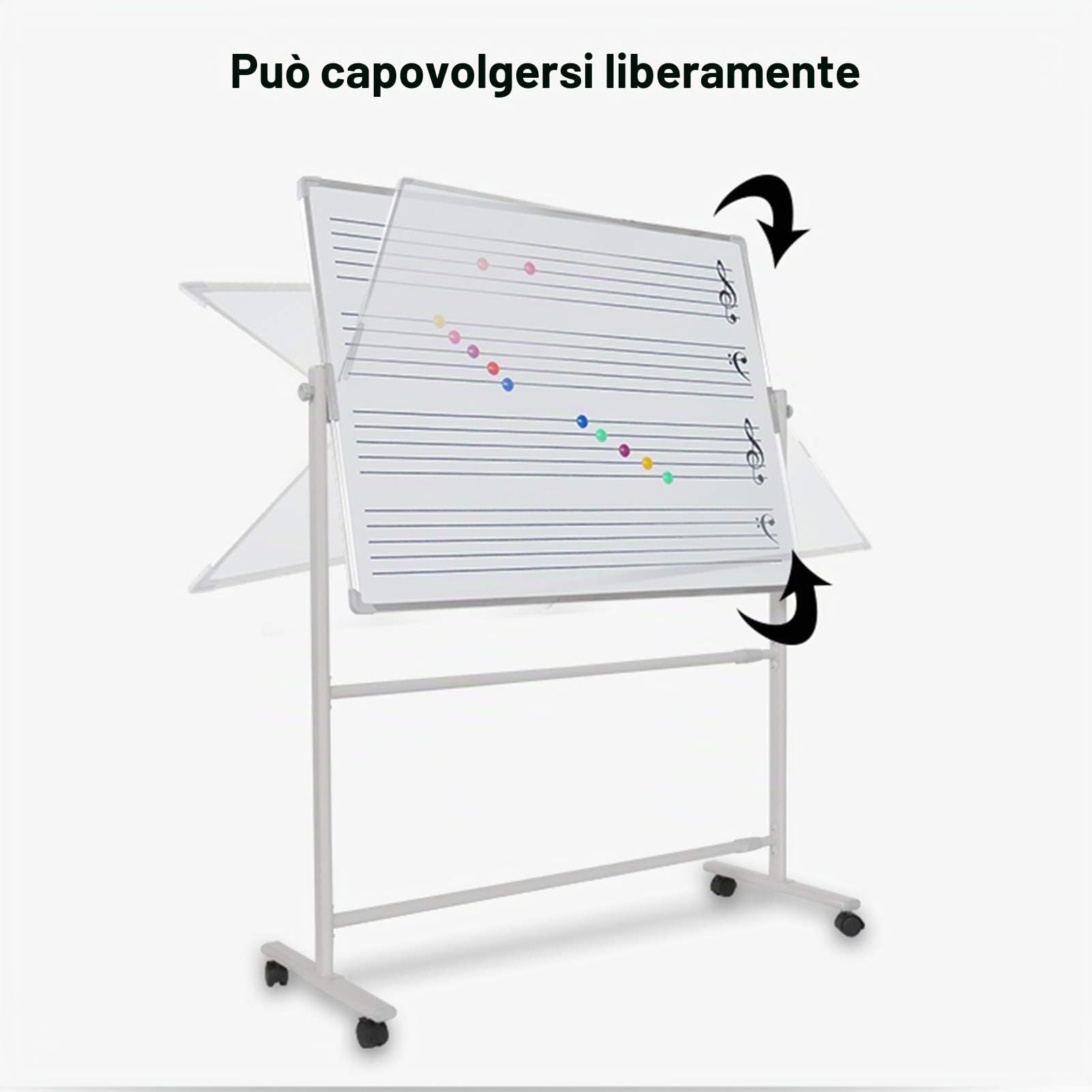 Lavagna Bianca bifacciale Mobile per la creazione di Musica con Pentagramma, Lavagna cancellabile a Secco, Angolo Regolabile in Altezza per la Scuola Domestica (90X120CM)
