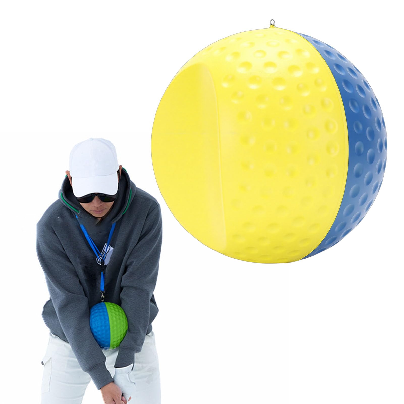 PU-Schaum-Golf-Übungsball, verstellbare Lanyard-Schwung-Trainingshilfe, zweifarbiges Design für Schwungwegverfolgung, weicher, langlebiger Schaumstoff, verbessert die