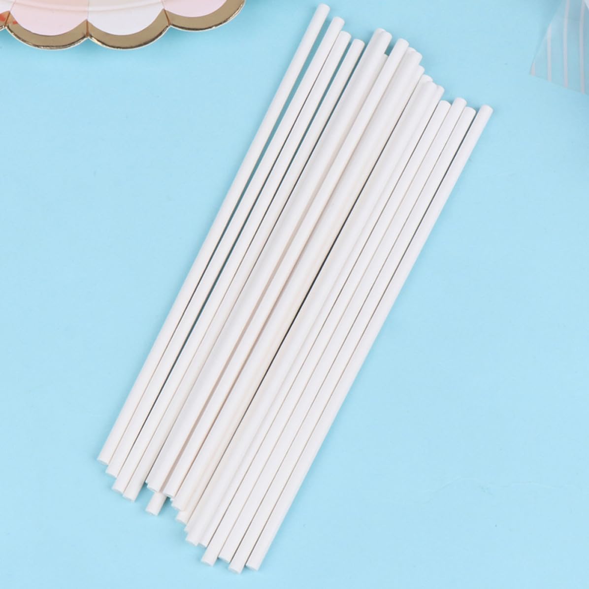 Lurrose 300pcs White Paper Lollipop Sticks for DIY Candy Making, Food-grade and Sturdy Candy Sticks Suitable for Lollipops and Desserts