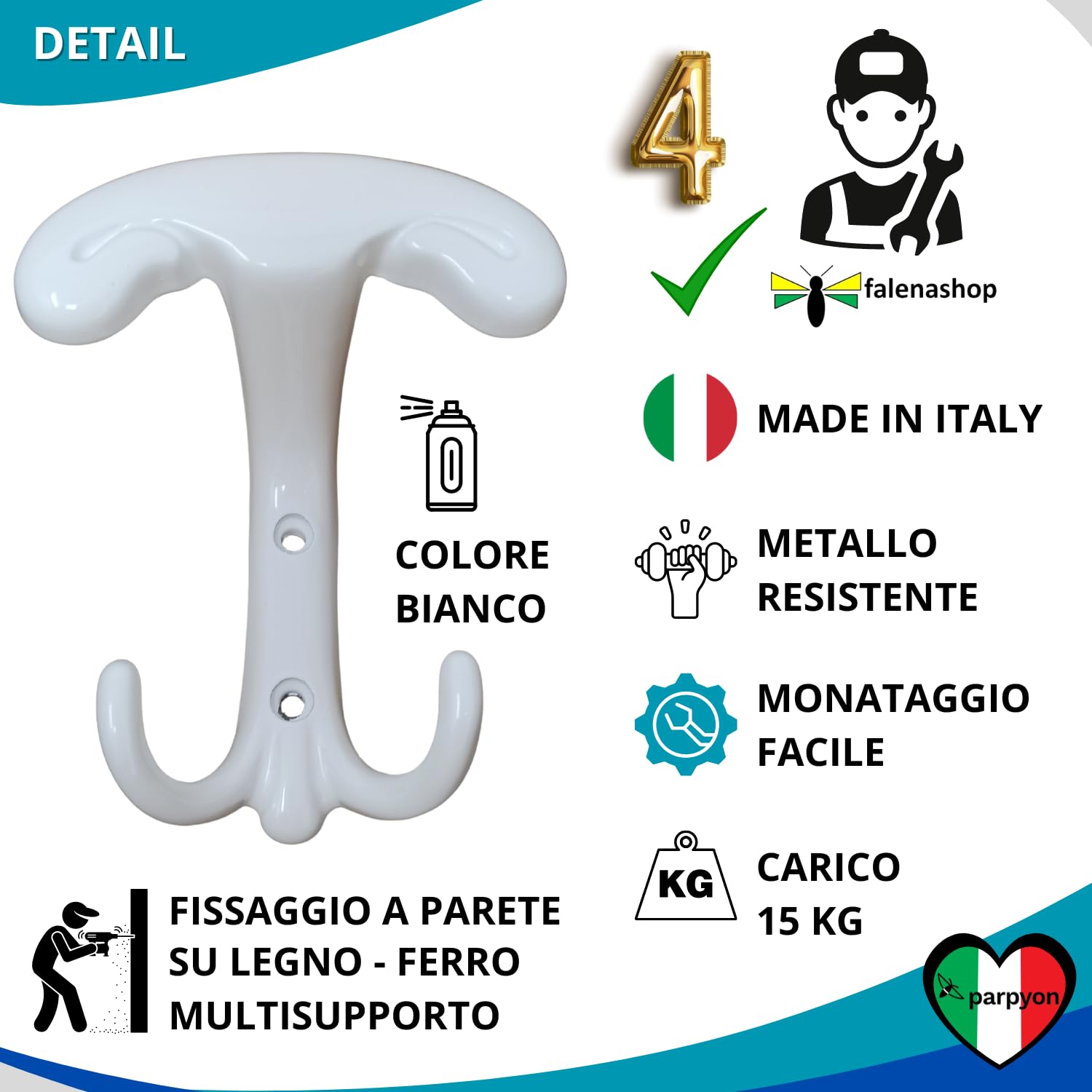 Set 2 Appendini A Parete In Metallo Con 20 Ganci – Porta Cappotti, Asciugamani E Borse, Carico 13,6 Kg Per Gancio