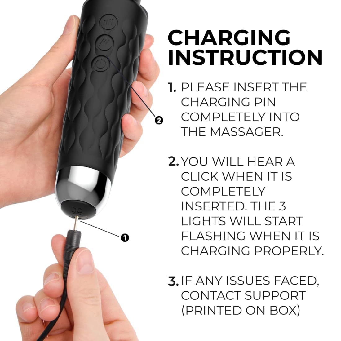 Quicknik Personal Body Massager for Women, Men, Cordless Full Body Massager Machine for Pain Relief, Handheld Back Massage Machine with Medical Grade Silicone, Fast Charging, 8 Speeds, 20 Modes (Assorted- Colour)