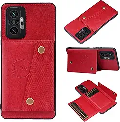 Capa de couro PU para Xiaomi para Redmi Note 11 11S 10 9 8 9s 9T para Mi 12 10T 11T POCO X3 GT X4 Pro F3 Carteira Slot para cartão, vermelho, para POCO X3 ou X3 NFC