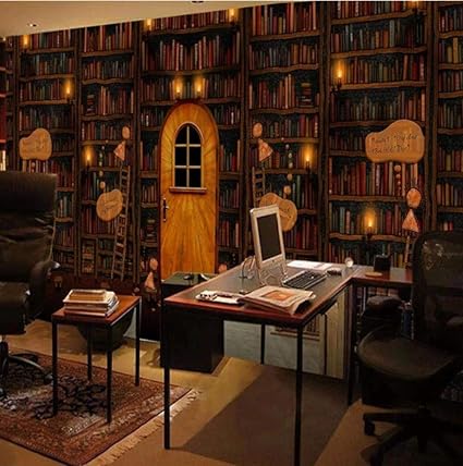 Amazon 壁画壁紙ヨーロピアンスタイルレトロ本棚図書館書斎背景壁の装飾 0cmx140cm 78 7x55 1インチ 壁紙