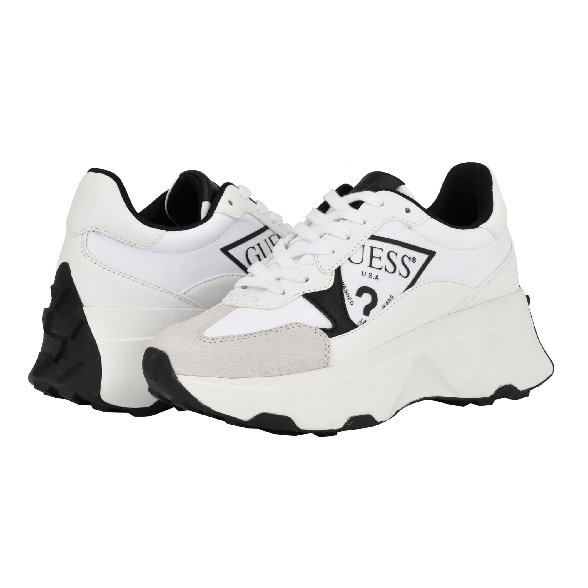 GUESS Women's Calebb Sneaker, White/Black 144, 8 UK