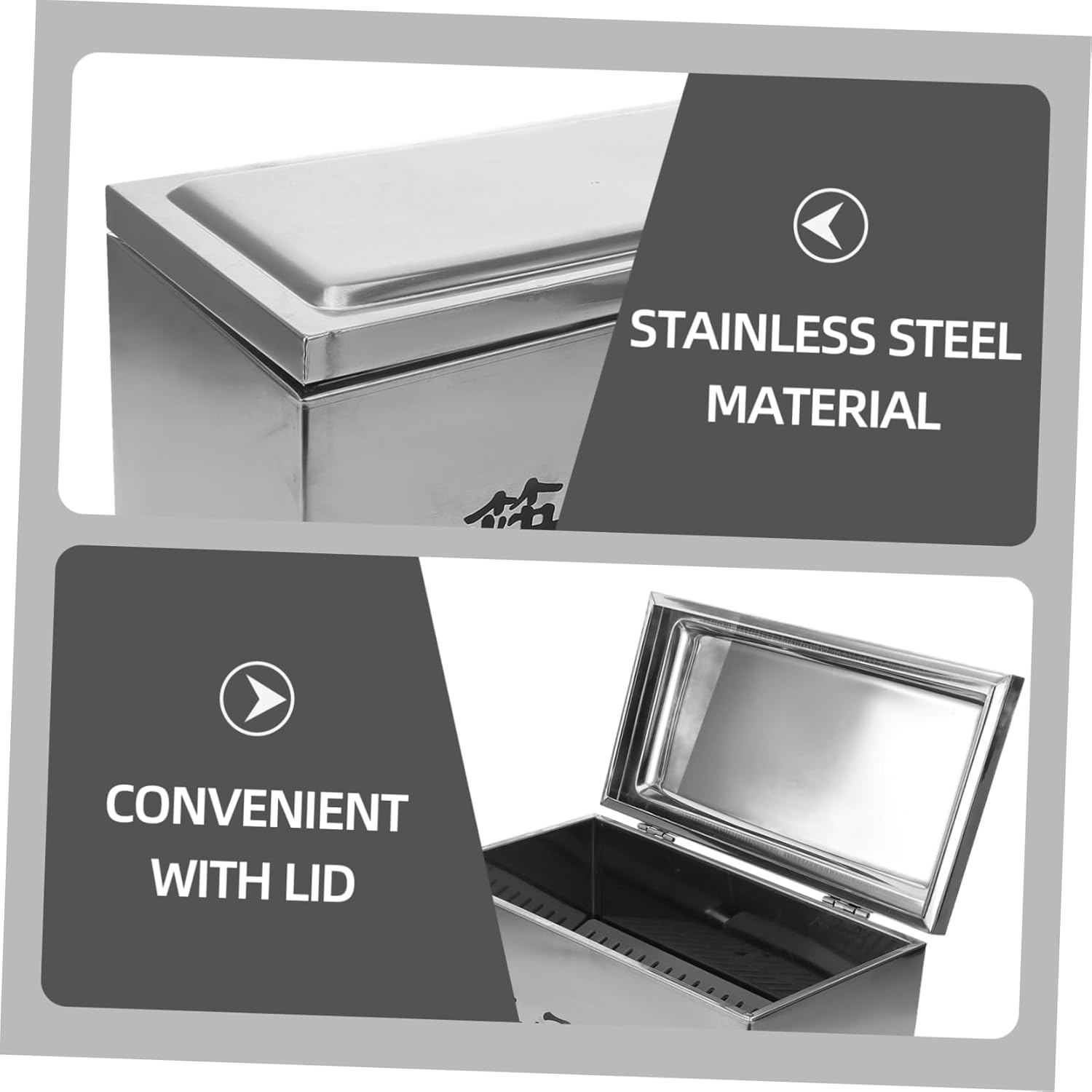 Stainless Steel Chopstick Holder Countertop Silverware Organizer Lid Portable Chopstick Storage Box