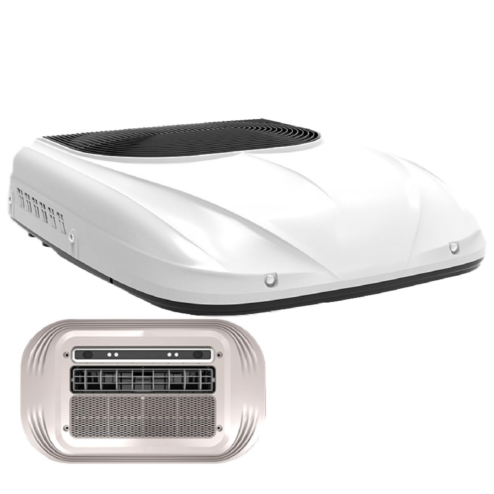 pedenencelia 24V 12V DC Air Conditioner, DC Truck Cab AC Unit for Semi Trucks, 12V Rooftop RV Air Conditioner, RVs,Low-Noise Cooling with Remote Control and Battery Protectio White-24v