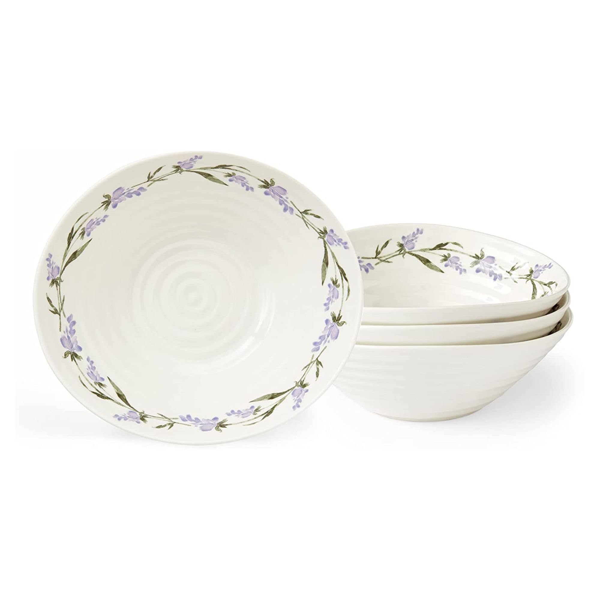 Portmeirion White Sophie Conran Lavandula Cereal Bowls Set Of 4-19Cm