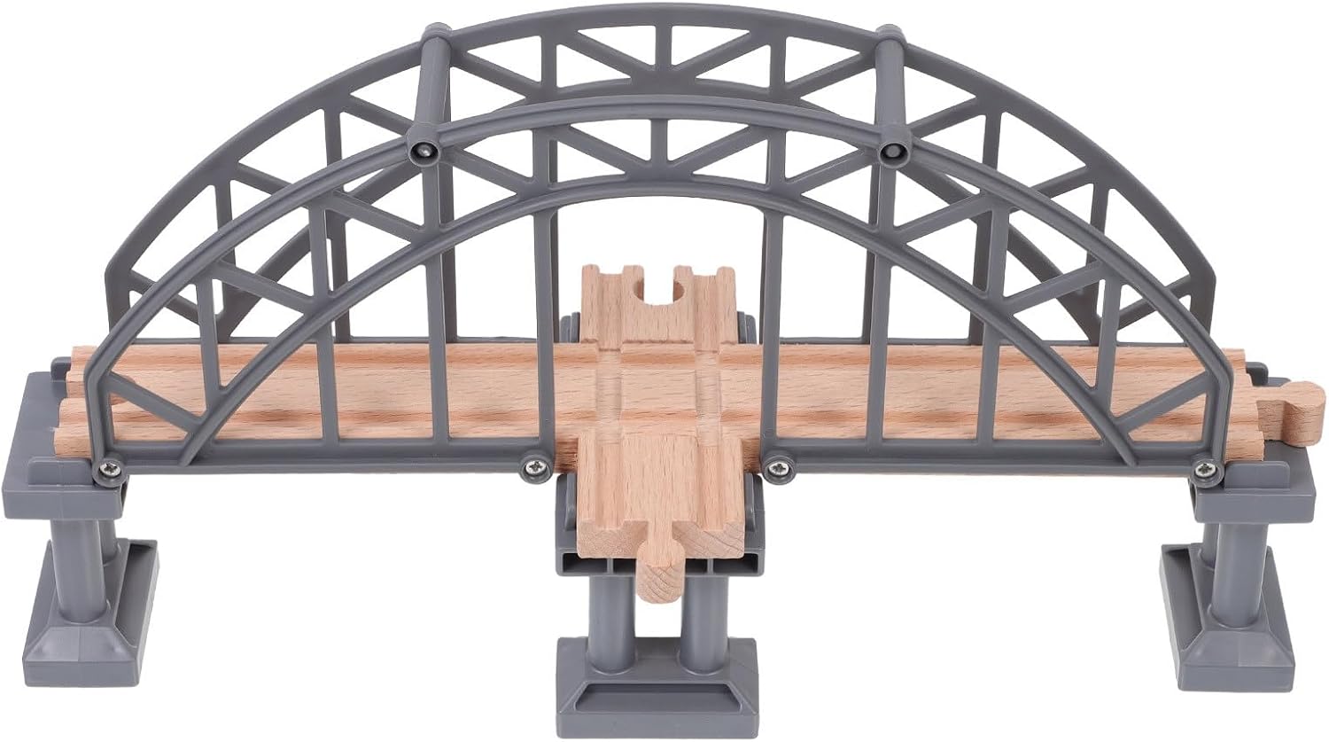 Wooden Train Track Bridge Toy Accessory 12.40In Lightweight Kids Plaything for Creative Train Track Layouts and Model Building