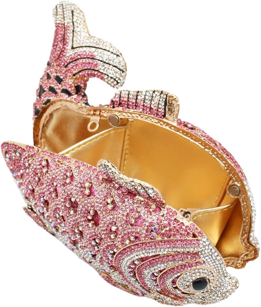 Women Mini Fish Clutch Luxury Rhinestones Purse Sparkling Banquet Handbag Wedding Party Clutch Bag - Image 6