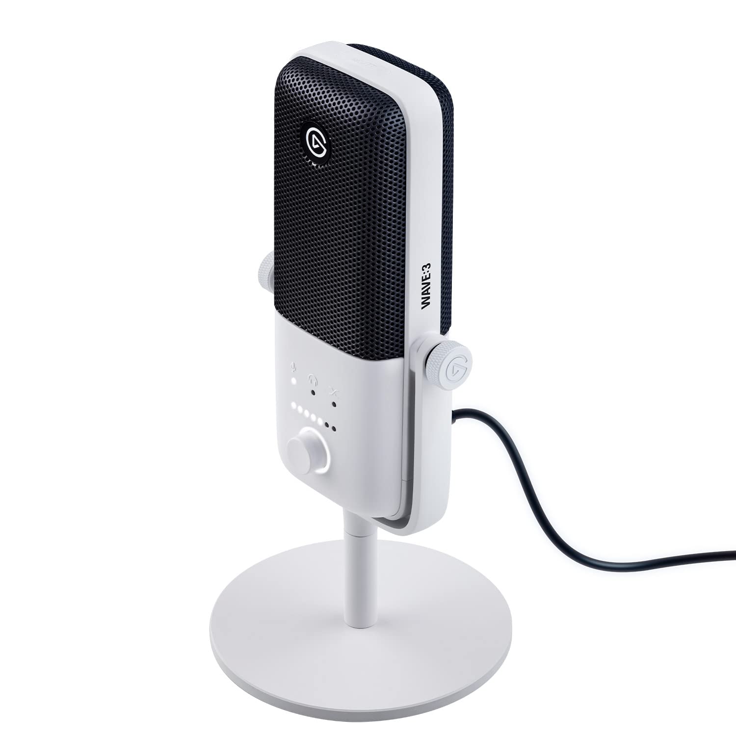 Elgato Wave:3 White, microfono condensatore USB premium per streaming, podcast, gaming e home office, software di mixaggio gratis, plug-in per effetti audio, anti-distorsione, plug ’n play, Mac, PC