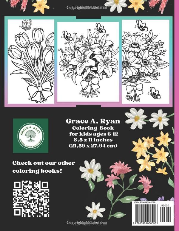 Miniatura 2 de Coloring Book Beautiful Flowers Butterflies And Mandalas Coloring Pages For Kids Ages 6-12, 54 Coloring Pages Have a Positive Effect On Children,