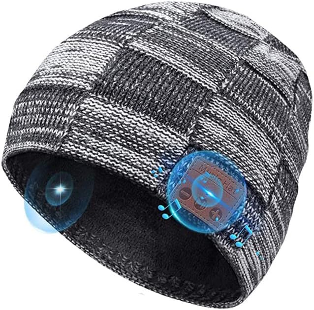Electronic - Bluetooth Beanie Hat with Headphones Wireless Knitted Winter Hat Built-in Microphone and Stereo Speakers Unique Tech Gifts Stock (Type-C)