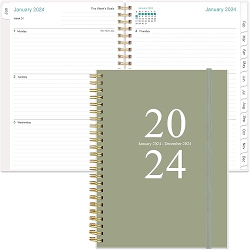 Miniatura 1 de Agenda 2024  Agenda semanal y mensual 2024 y diario para seguimiento de objetivos, agenda académica 2024 de enero de 2024 a diciembre de 2024,