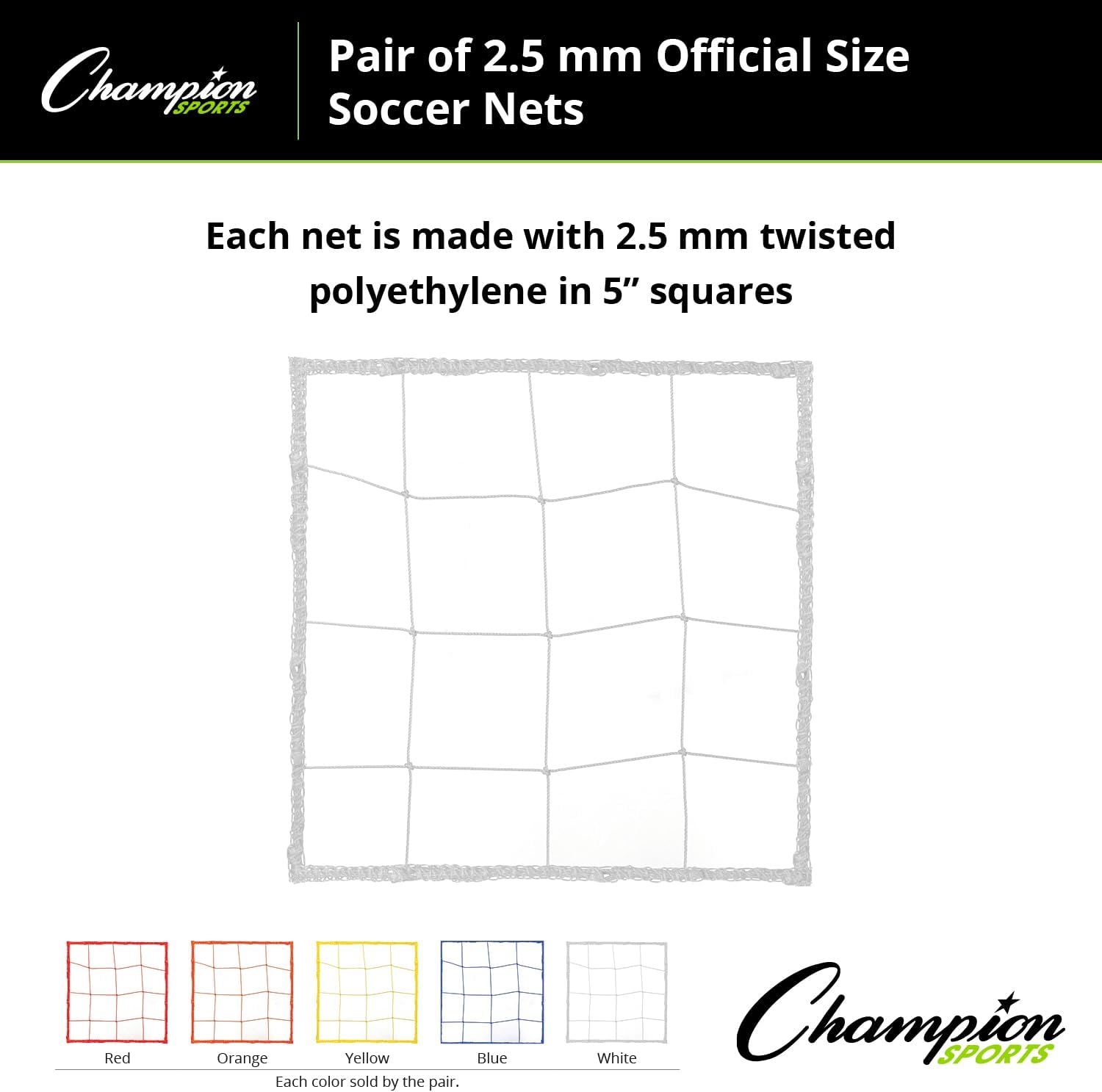 Pair of 4.0 mm Braided Soccer Nets by Champion Sports