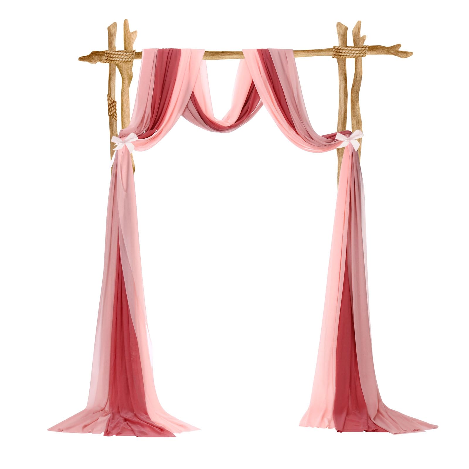 QUARKZMAN Hochzeit Bogen Drapierung Stoff 3 Paneele 30" x 20 FT Chiffon Schiere Drapierung Rückwand Vorhänge für Braut Hochzeit Zeremonie Party Dekoration Rose