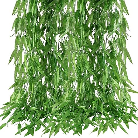 HUAESIN 50 Pcs 7.5FT Artificial Willow Garland Fake Ivy Fake Leaves Weeping Willow Garland Faux Ivy Leaves Hanging Vine Garland Artificial Ivy for Wedding Home Balcony Courtyard Decor Cover