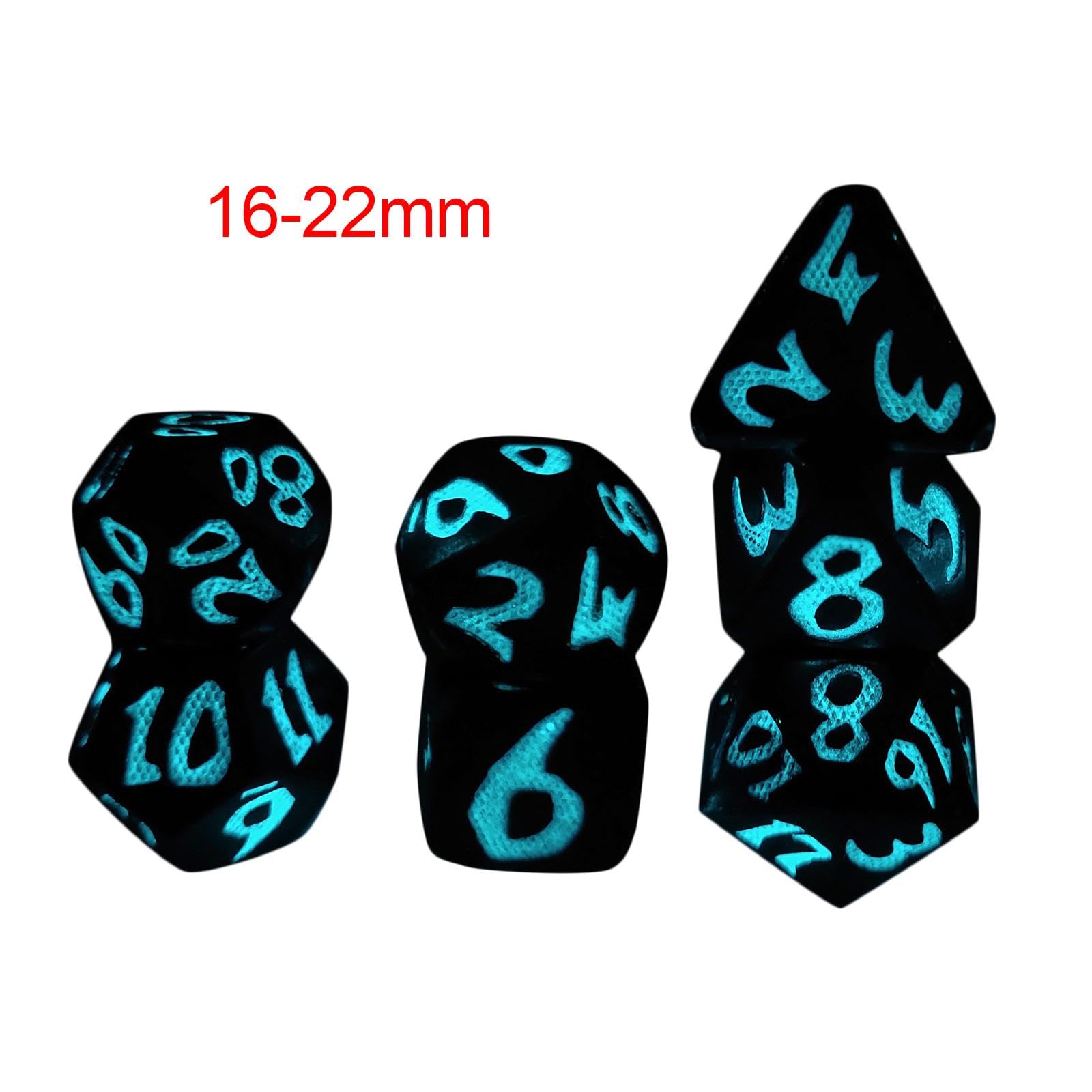 Juego de 7 Dados, Dados Luminosos, Juego de rol, Dados Fáciles de Leer, Juego de Dados Poliédricos para Fiestas, Juegos de Mesa, Juegos de rol, Azul, Individual