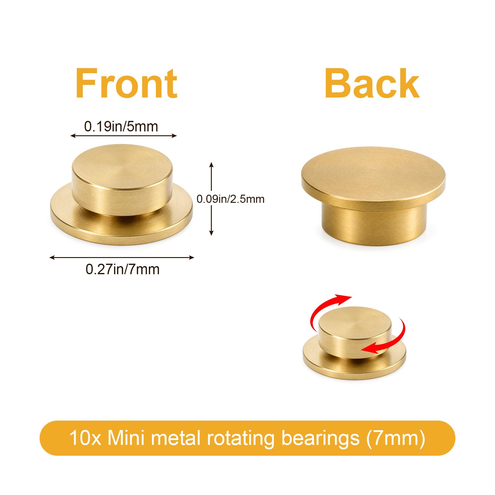 10 Pezzi Cuscinetto Rotante Mini Metallo, 7mm 360° Grado Rotazione, Lager Rotazione per Carte Craft Cartoncino Scrapbooking