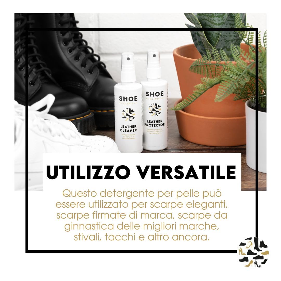 Shoe Clinic Detergente e protettore per pelle utilizzare su stivali, scarpe da ginnastica e altro per uomini e donne (125 ml)