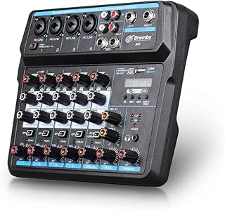 D Debra M6 Mini Audio Mixer Mixing Console Mixer Sound 6 Channel with Sound Board USB Bluetooth Audio Interface 48V Phantom Power Mixer Use for DJ Studio PC Recording Singing Webcast Party