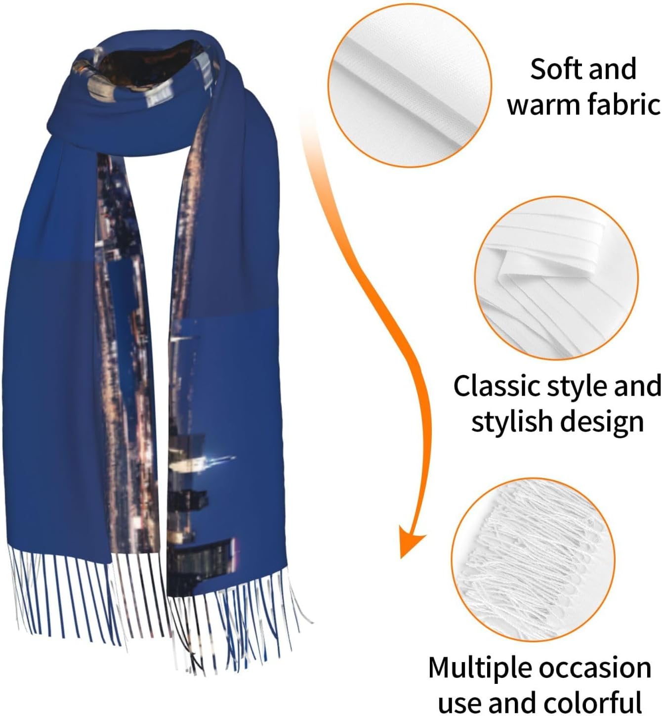 (Los Angeles Skyline) Women's Soft Warm Scarf Large Plush Shawl Wrap with Fringe Fashion Winter Scarves for Cold Weather