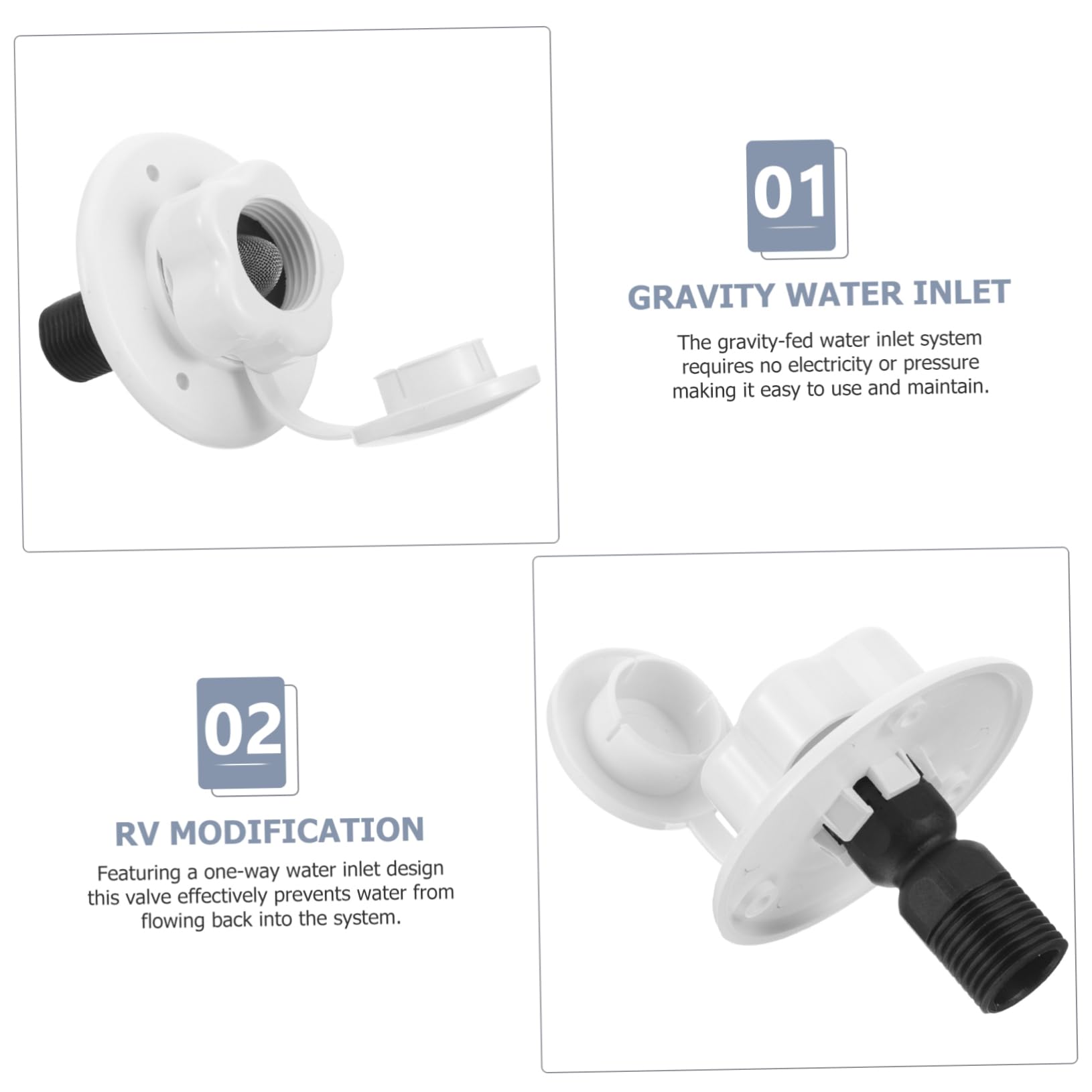 Gatuida 5pezzi Valvola Di Ingresso Per Camper Connessione Sicura e Facile Installazione Per Riempimento Serbatoi Accessorio Per Veicoli e Modifiche Rv