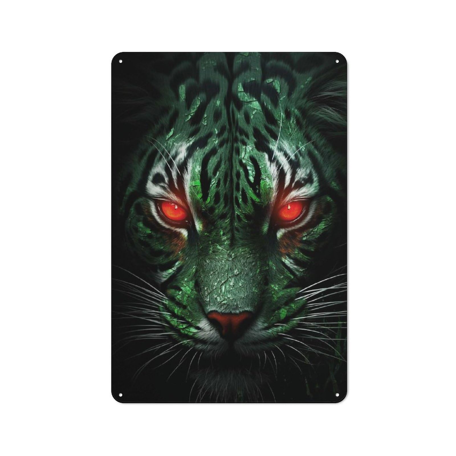 Junmoney Green Black Tiger Animal Creative Office Metal Sign 30X20cm, Office Wall Decor For Hobby Room, Office, Lounge Or Living Room
