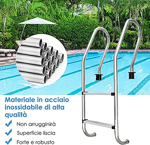 Escalera para piscina 2 peldaños acero inoxidable 304 miniatura 3