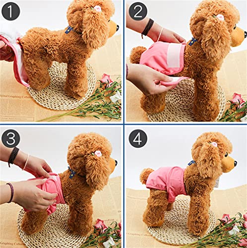 Image of Washable Female Dog Diapers Reusable Doggie Diapers Sanitary Wraps (Pink Rose, XS(8.7''-11''))