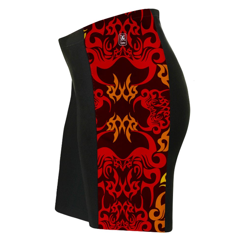 ScudoPro Red Black Tattoo Sheme Cycling Shorts for Men - Size M