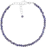 Vista 5 de Pulsera delicada de piedras preciosas naturales para mujer, regalos para ella, cristales energéticos de piedra natal, cadena chapada en plata de 8