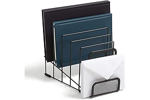 1InTheOffice Metal Incline Desktop File Sorter – Wire File Organizer