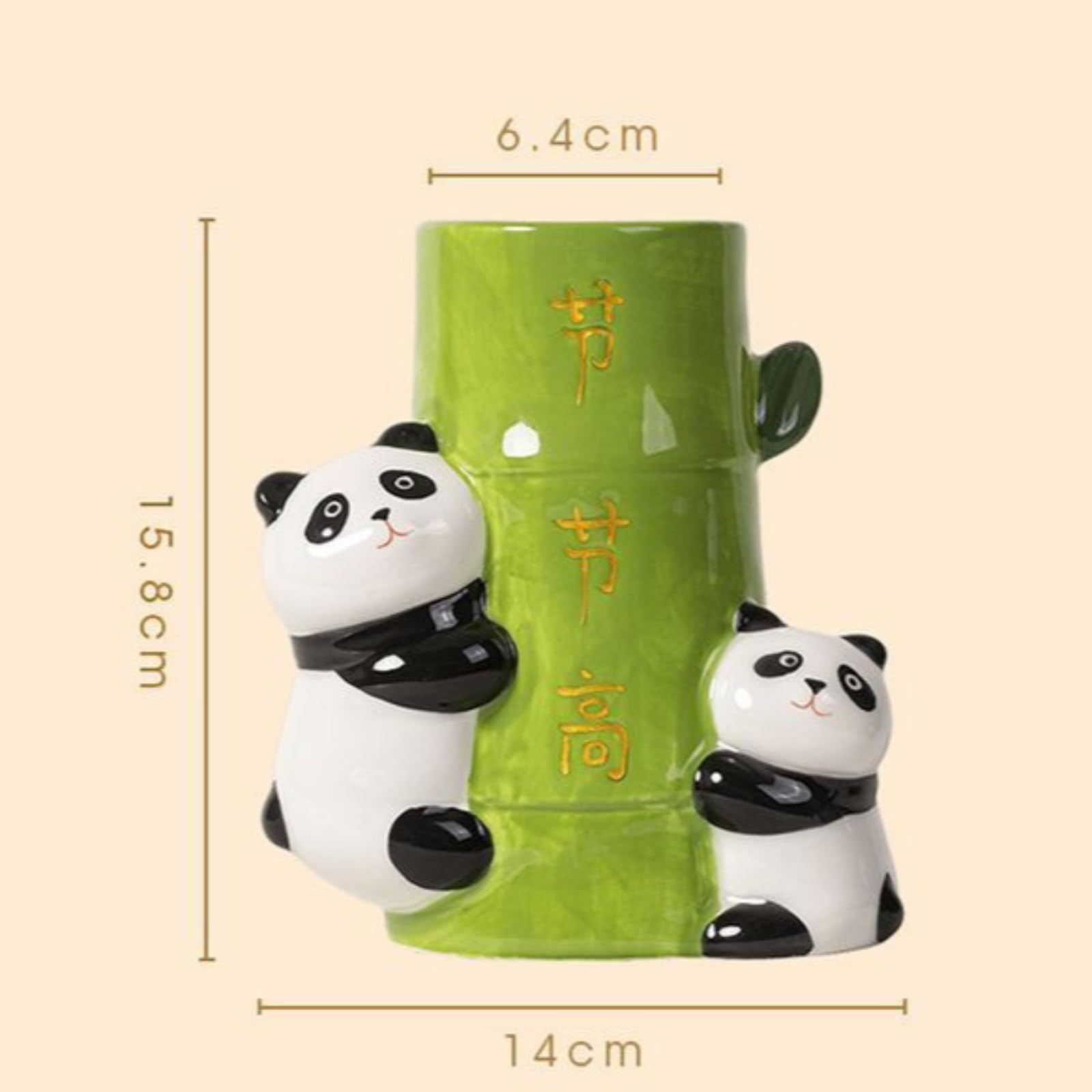 Handgefertigter Keramik-Panda-Stifthalter, Ornament, 15,8 cm, Porzellan-Stifthalter, Tischdekoration