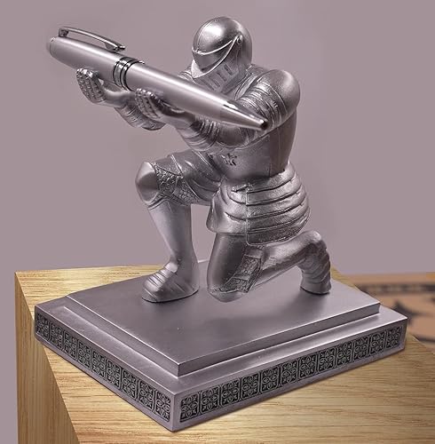 Vista 18 de Executive Knight - Soporte para bolígrafo con bolígrafo, accesorios de escritorio personalizados, decoración de oficina en casa, soporte