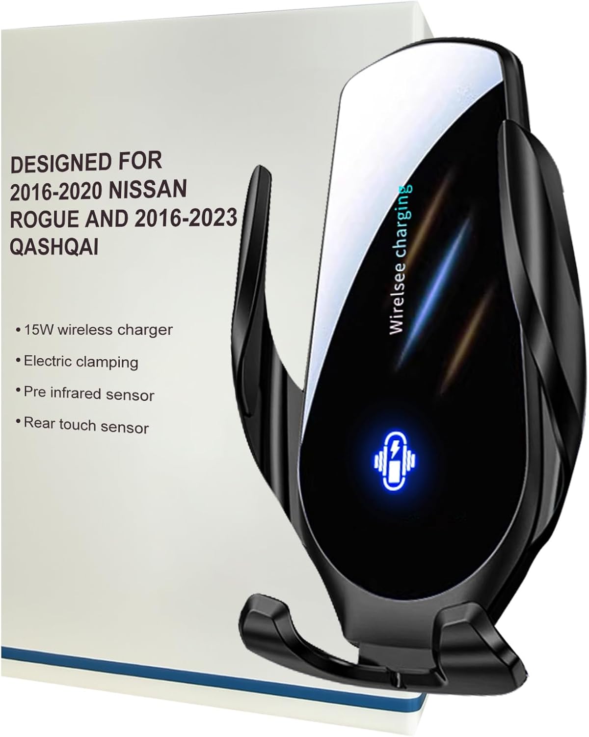 Phone Holders for Your car, Custom fit Nissan Rogue 2016-2020 and Qashqai 2016-2023, Electric Phone Holder, Wireless Charging, Thick case