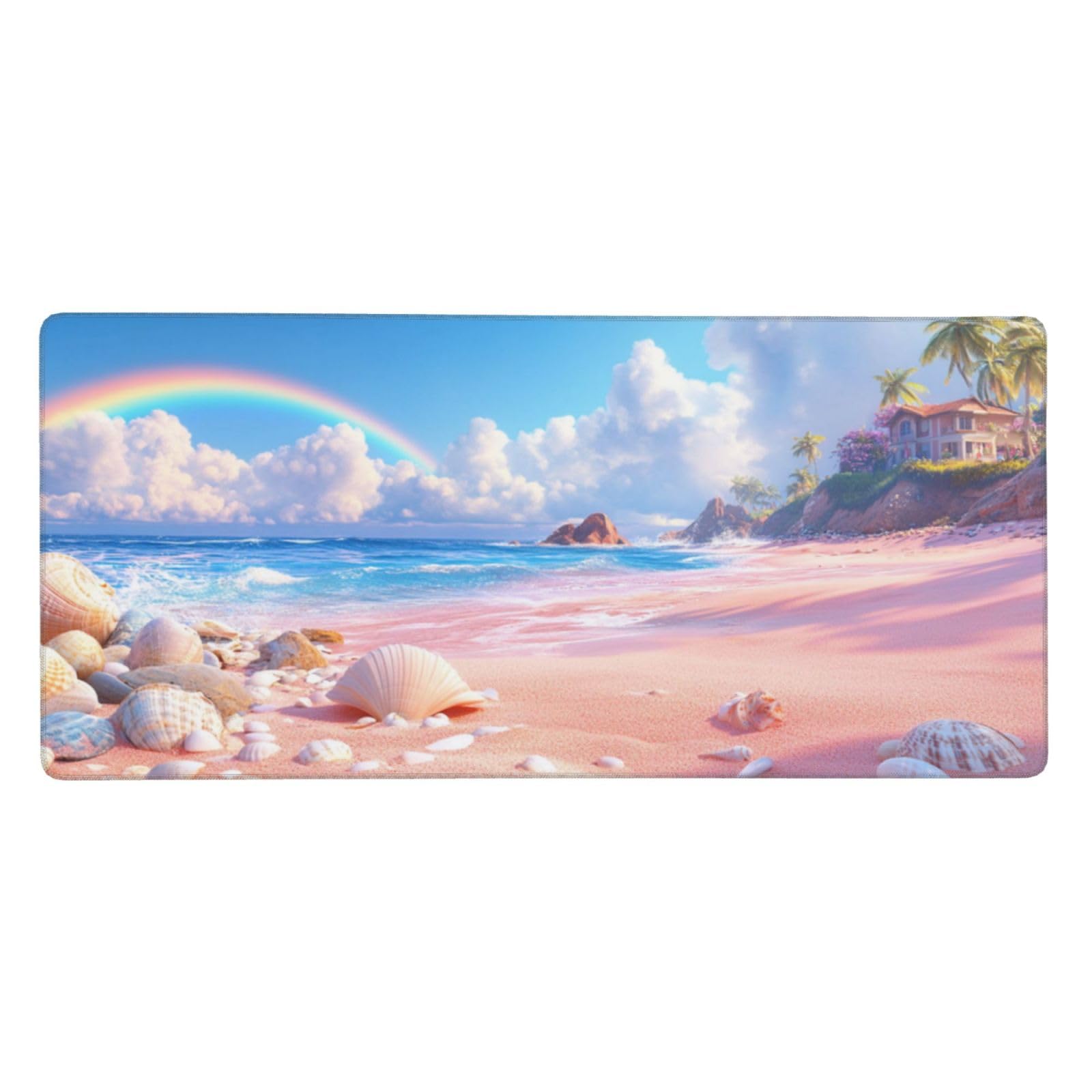 Tapis de Souris XXL 120 x 60 cm, Plage & Arc-en-Ciel Tapis de Bureau G291