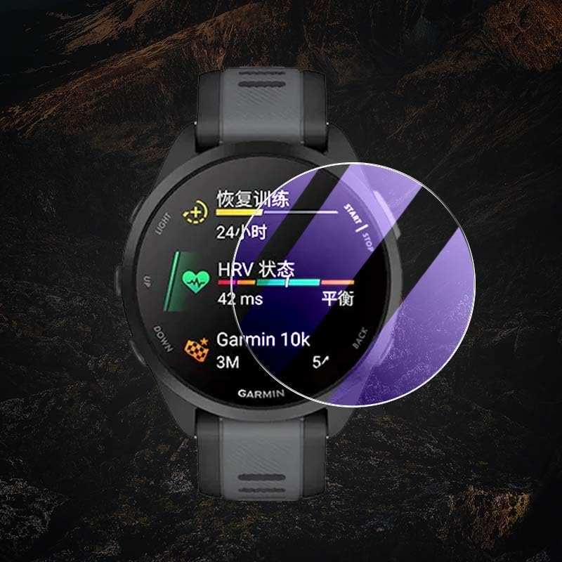 (3Pack) Screen Protector Compatible for Garmin Forerunner 165 SmartWatch Clear/Anti Purple Light 2.5D Slim 9H Tempered Glass Film -Not Full Cover (Purple Light Glass,Forerunner 165)