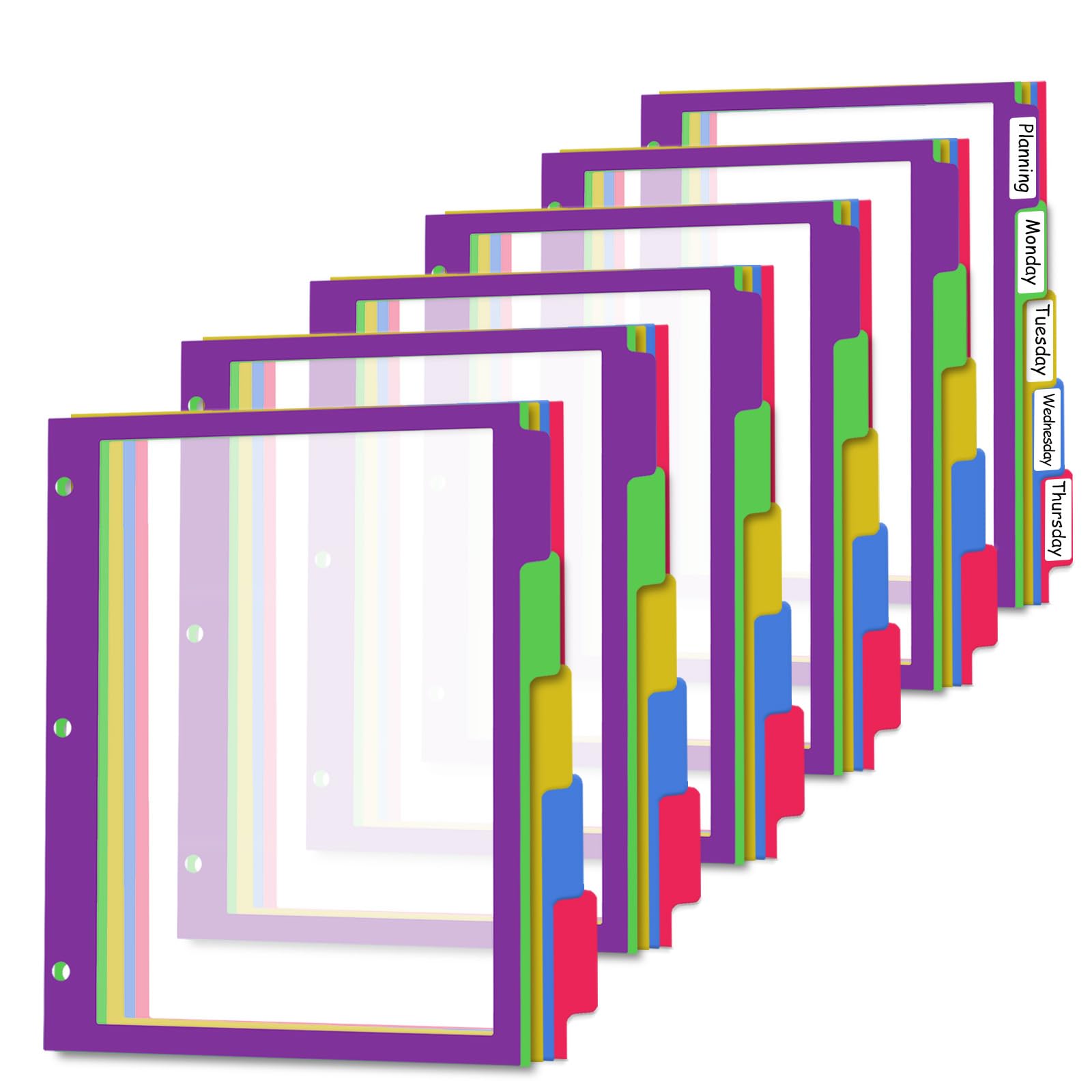 5 Tab Binder Dividers, 30 PCS/6 Set Letter Size Page Dividers for 3 Ring Binder,Index tabs 8.5 * 11" (30)