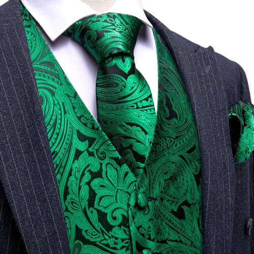 Image of Barry.Wang Formal Men Flower Vest Paisley Jacquard Silk Ties Suit Waistcoat Set Wedding 5PCS