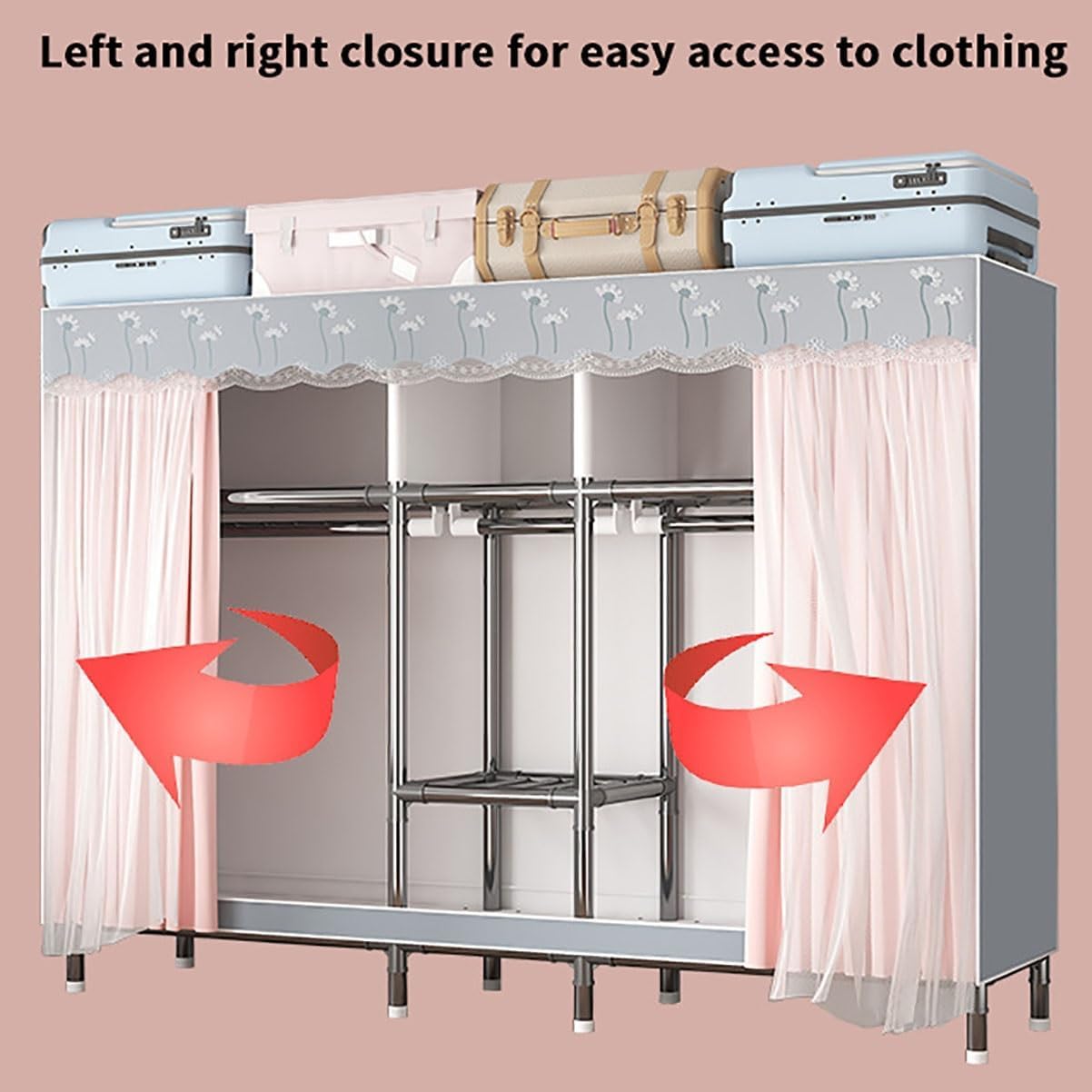Wardrobe Closet Schrank Tragbarer Kleiderschrank Für Aufhängen Von Kleidung Mit Hängender Kleideraufbewahrung Für Schlafzimmer Closet Aufbewahrungsschrank(166 * 45 * 173cm)