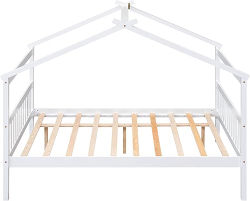 Miniatura 132 de Merax Cama de madera de tamaño individual con dos cajones, marco de cama de madera con techo para niños, adolescentes, niños o niñas, gris