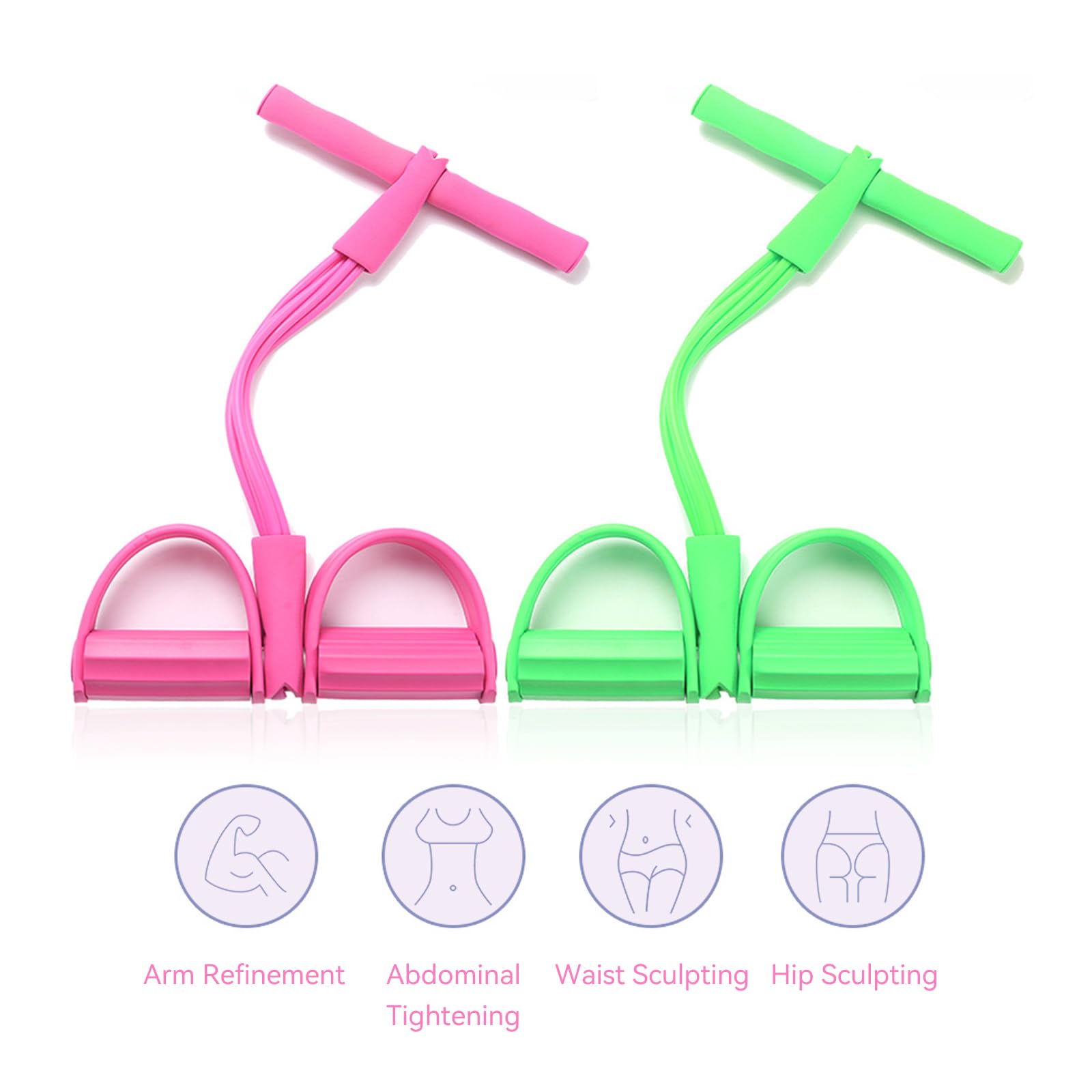 Bande de Résistance Pédale,Guador 2 Pcs 4 Tubes/ 6 Tubes Élastique Fitness Pédales Poignées Cordes à Étirer Traction élastique pour Pédale Jambes étirement Formation Minceur Multifonction Corde
