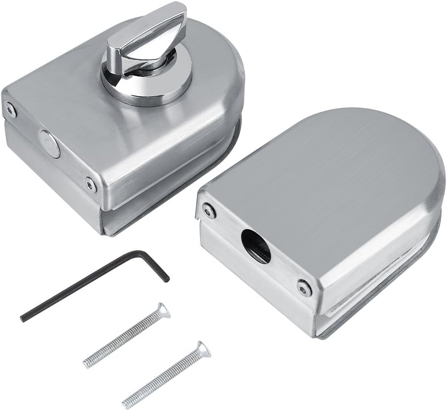 Stainless Steel Frameless Glass Door Lock, 10-12mm Security Knob Lock with Open/Close Function for Home, Hotel, Bathroom