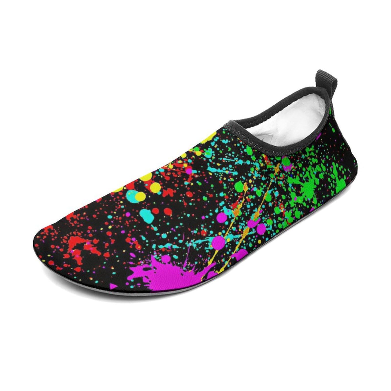 Glow in Dark Splatter Neon (2) Water Shoes Beach Shoes Aqua Socks for Women Men Swimming Yoga