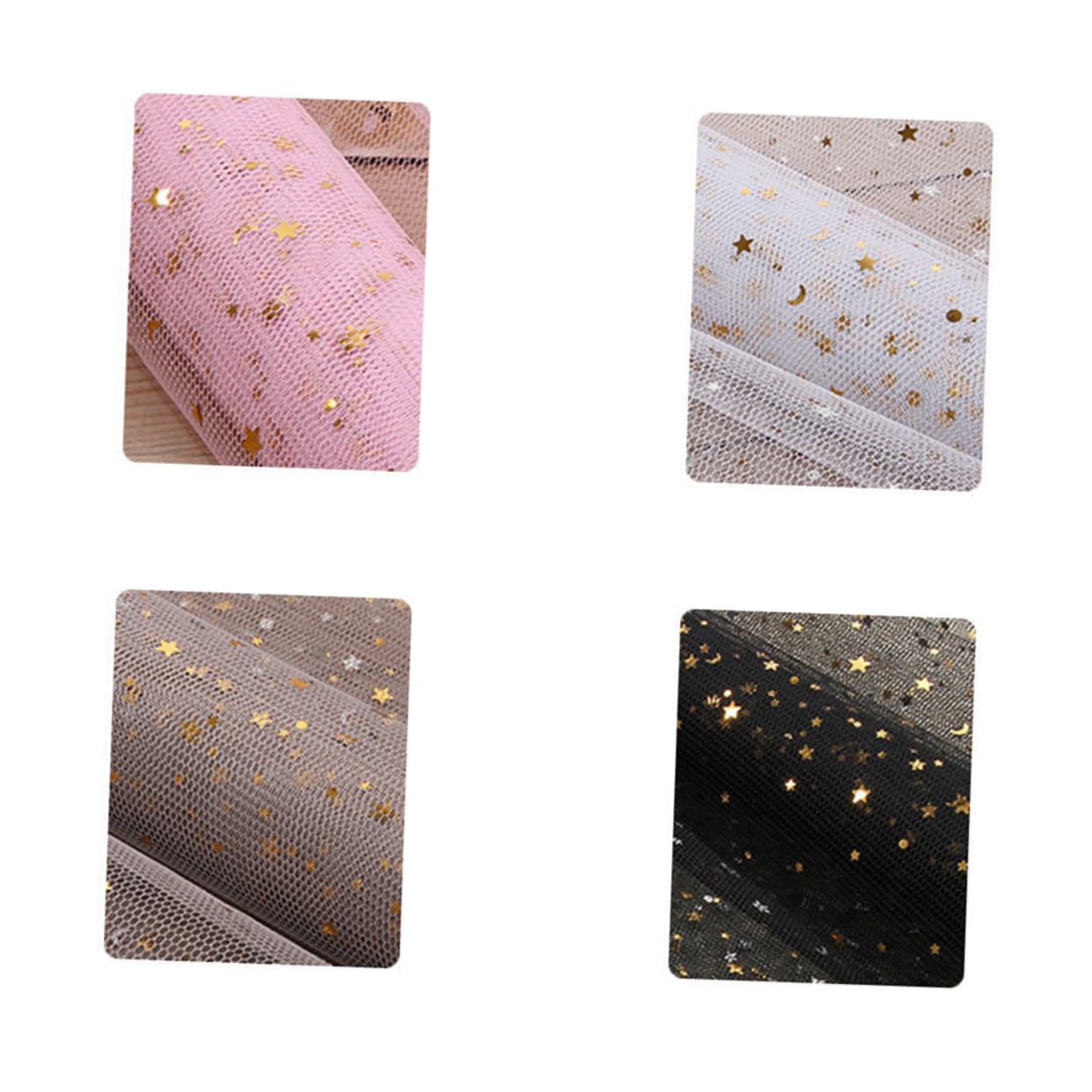 HOODANCOS Sequin Stars Gauze Lace Mesh Present Wrap Pink Yards for Flower Bouquets Wedding Birthday Crafts Elegant Presentation for Any Occasion
