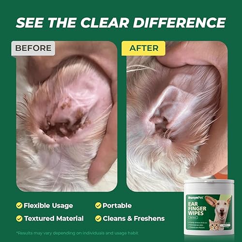Miniatura 3 de Toallitas de limpieza de oídos para perros y gatos, toallitas suaves prehumedecidas para eliminar suavemente la cera y la suciedad, formulación a