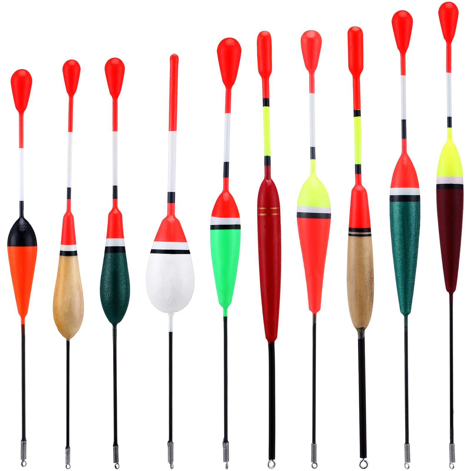 Arrowbash 10 Pcs Balsa Wood Fishing Floats Oval Wood Slip Fishing Bobbers, Stick Bobber Stopper Spring Slip Floats Accessories for Catfish Trout, Gift for Beginner Anglers, Birthday Party Decoration