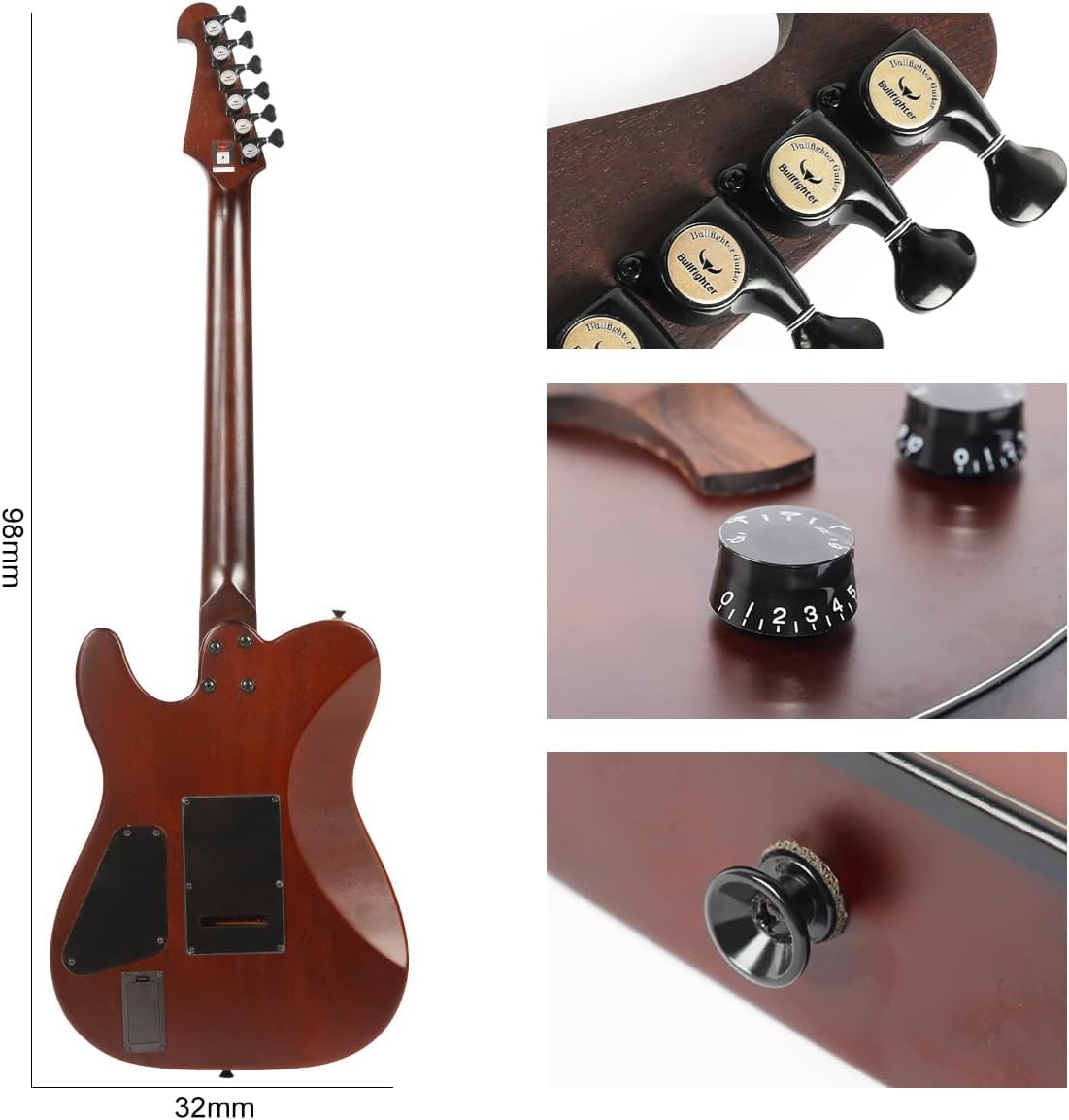 Chitarra Acustica Silenziosa Elettrica con Pickup Integrati, Portatile, Marrone